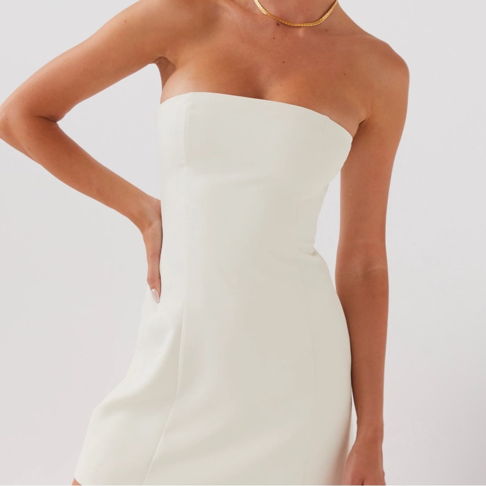 Peppermayo Strapless Cream Dress